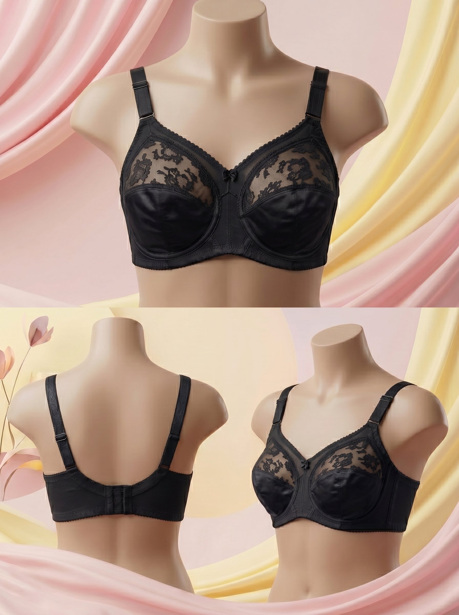 Tanzaib Mahal Black Comfort Bra – Full Coverage & Adjustable Straps