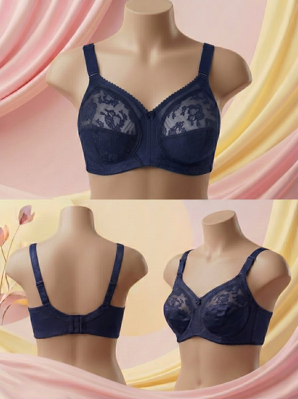 Tanzaib Mahal Navy Blue Comfort Bra – Full Coverage & Adjustable Straps
