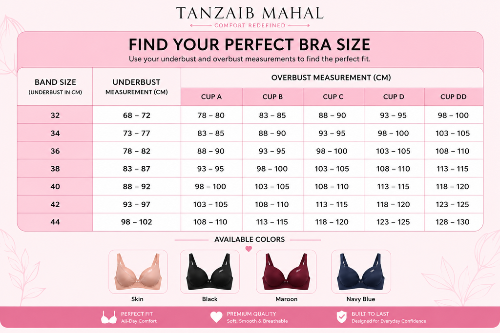 Tanzaib Mahal Skin Comfort Bra – Full Coverage & Adjustable Straps