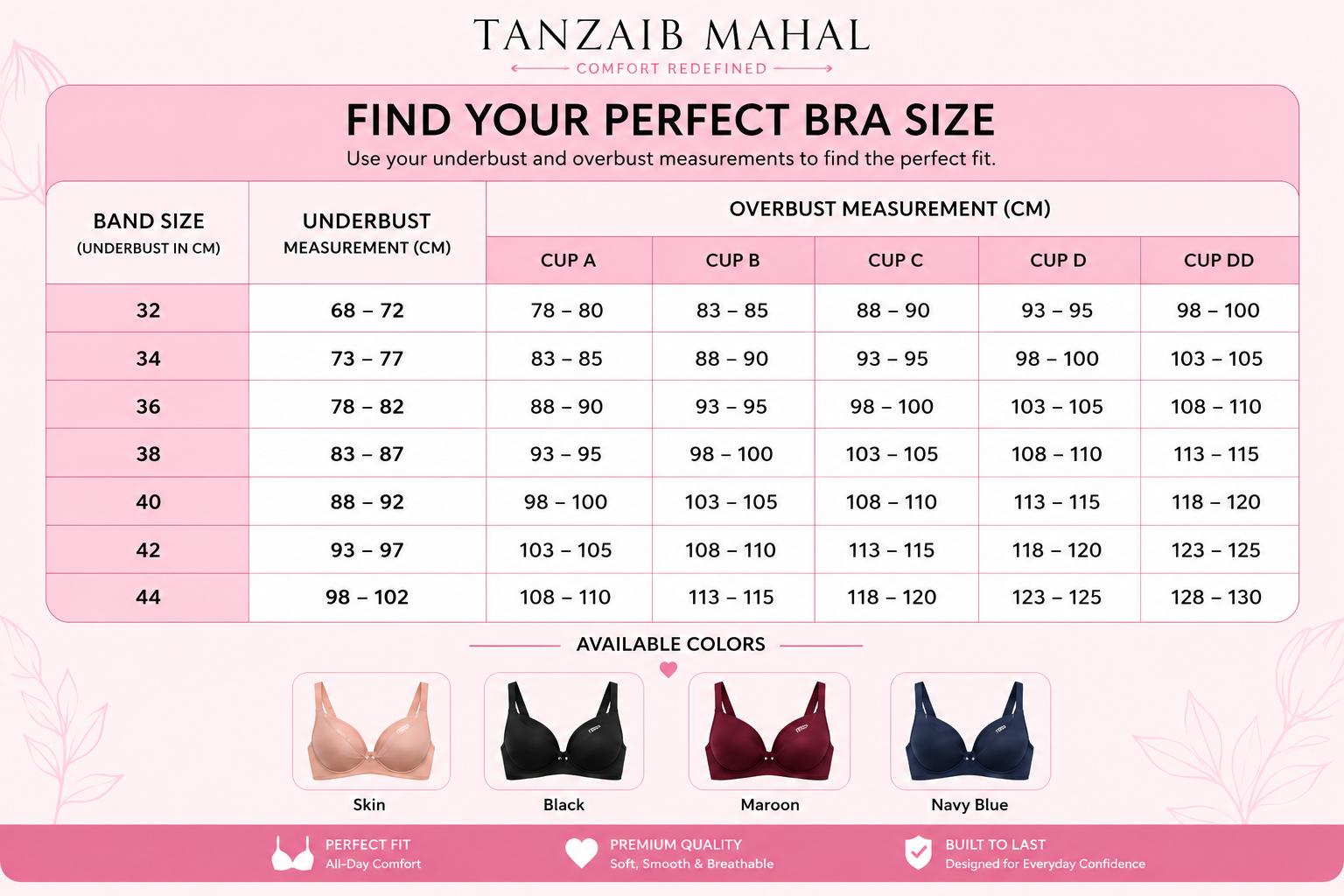 Tanzaib Mahal Skin Comfort Bra – Full Coverage & Adjustable Straps